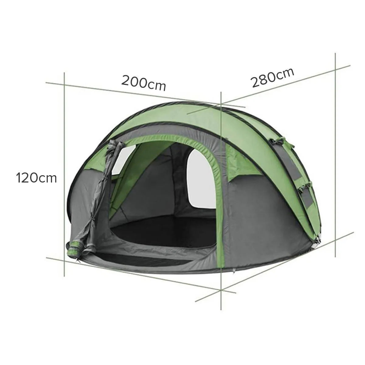 Cort pop-up Tourtecs PZ3 pentru 4-5 persoane, montaj rapid, poliester impermeabil, ideal pentru camping si excursii