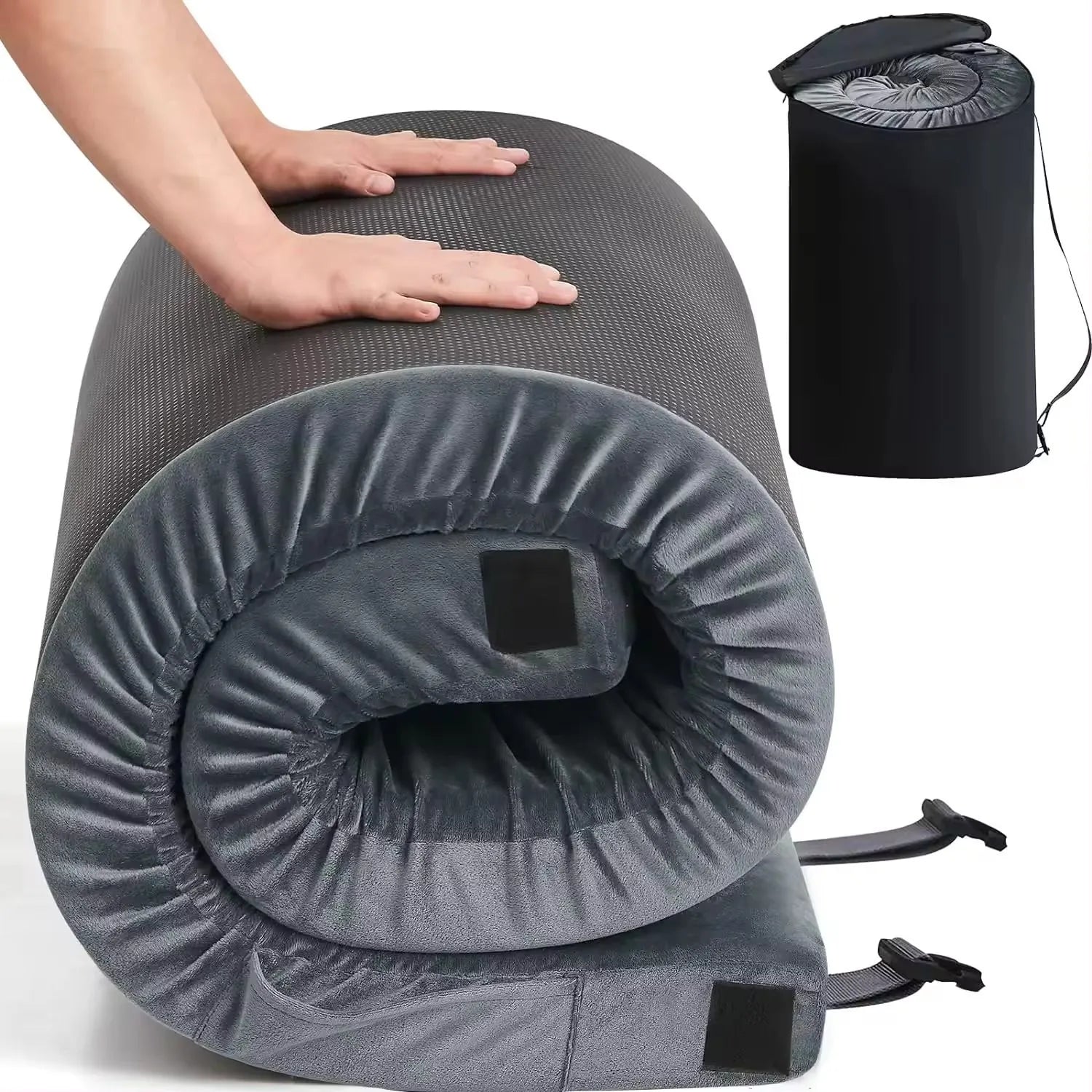 Saltea rulabila Divit RM7, 100x200 cm, albastra, cu spuma cu memorie si husa respirabila