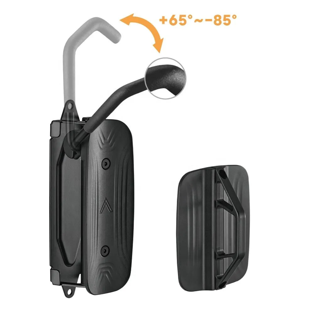 Suport de perete Tourtecs FH1 pentru bicicleta, vertical si pivotant, negru, ideal pentru garaj sau spatii mici