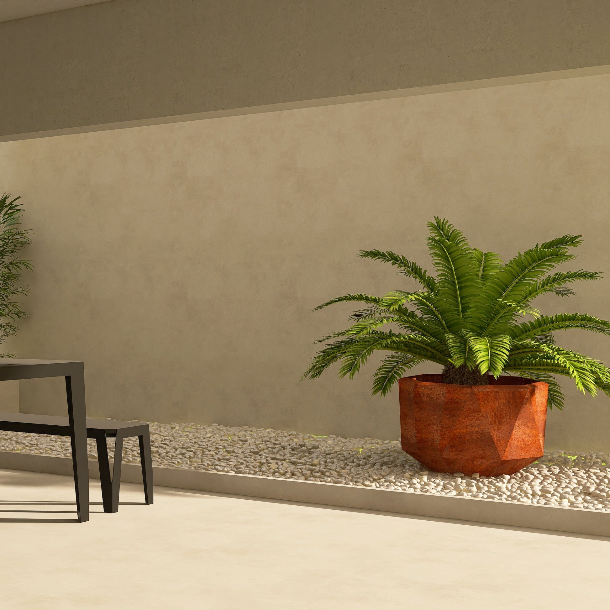 Jardiniera din COR-EN model HEXA, cu design industrial-chic, forma hexagonala si patina unica, ideala pentru gradini si terase