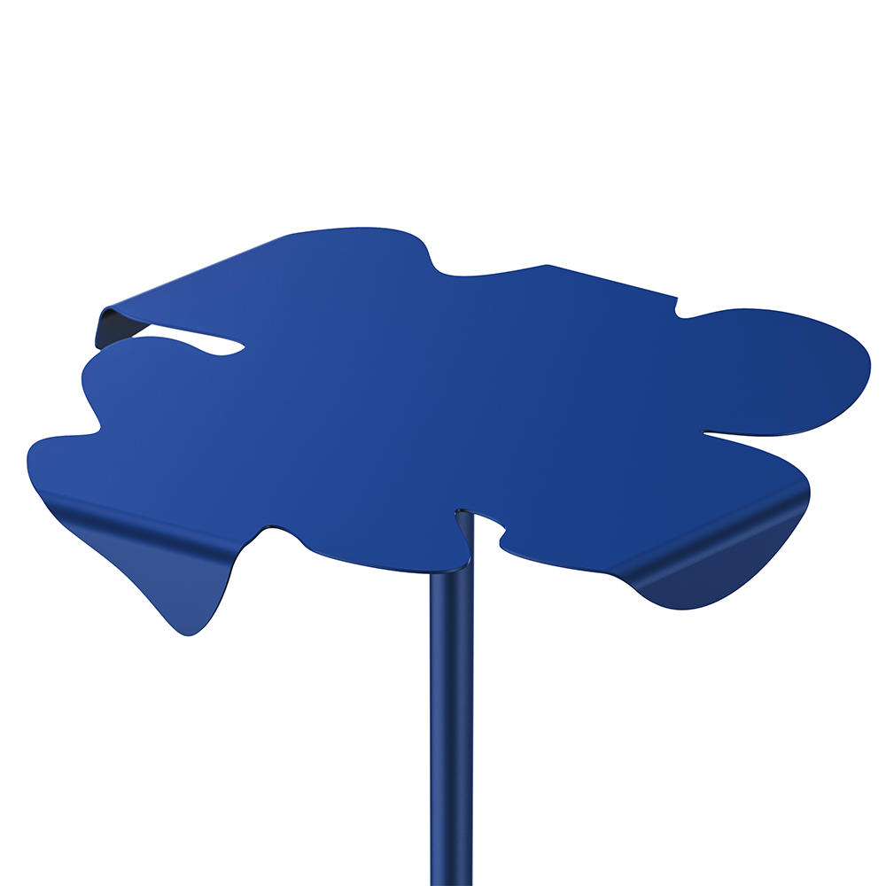 Masa metalica autoportanta, model ROUA, cu design fluid inspirat din miscare apei, potrivita pentru interior si exterior, durabila si rezistenta