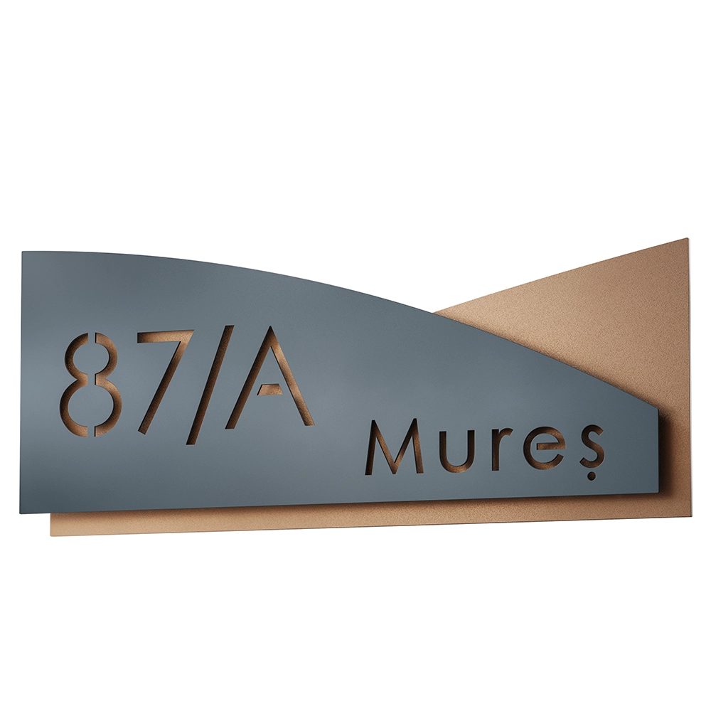 Numar casa N100 otel vopsit electrostatic, design modern si font clar, montat pe fatada