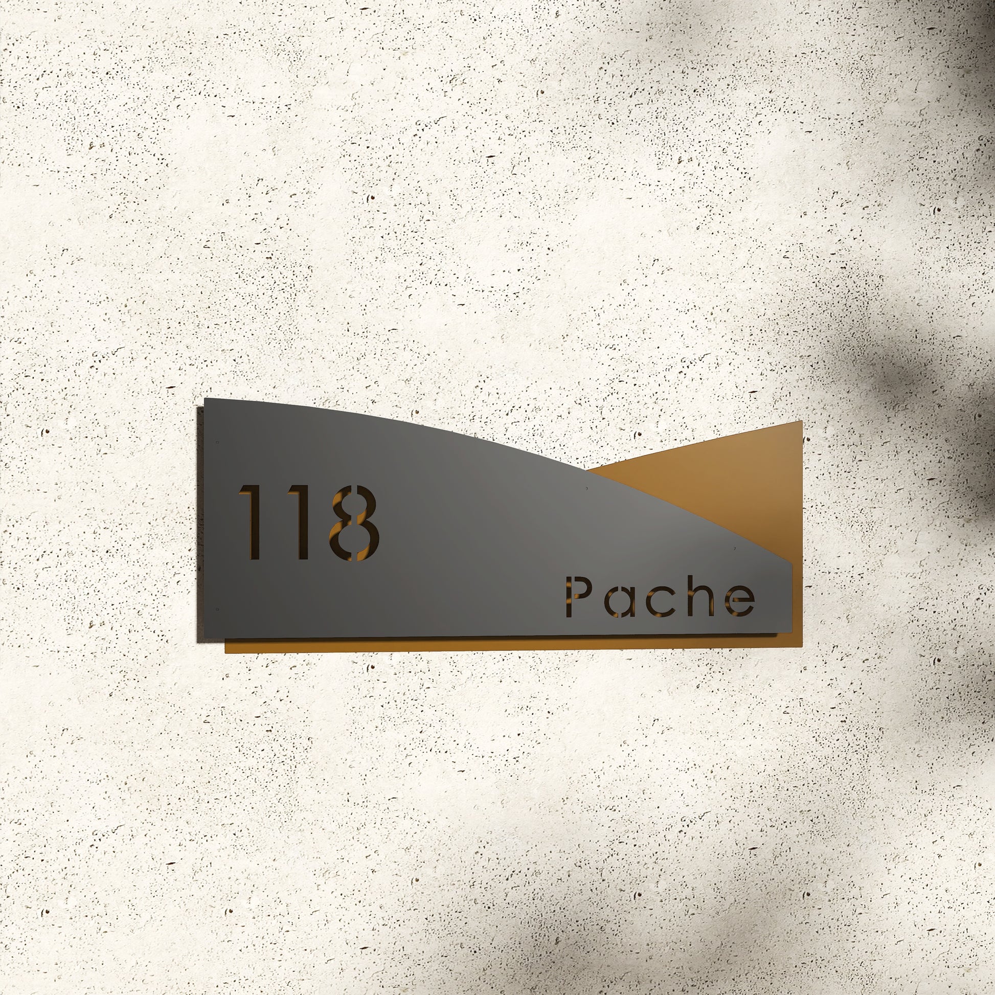 Numar casa N100 otel vopsit electrostatic, design modern si font clar, montat pe fatada