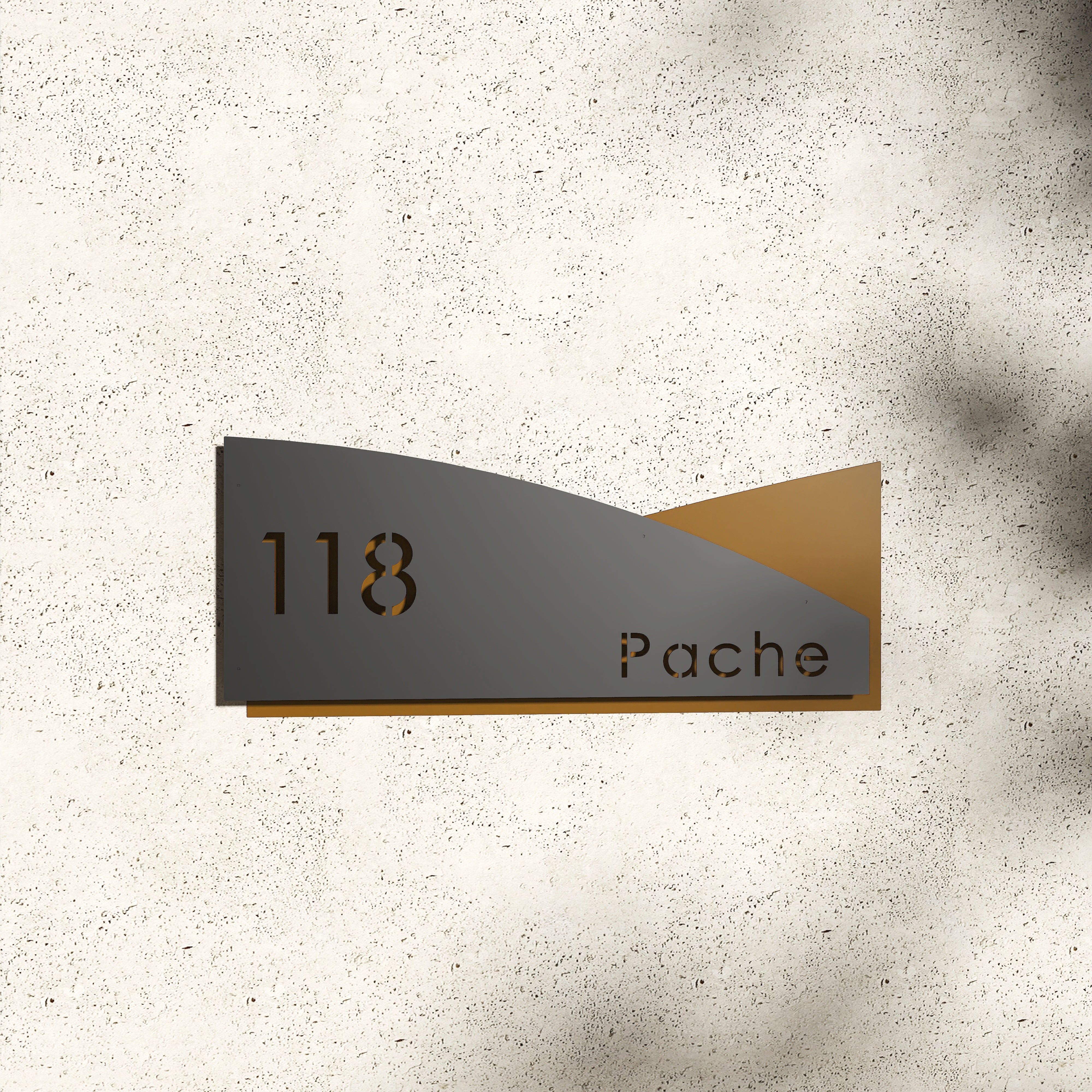 Numar casa N100 otel vopsit electrostatic, design modern si font clar, montat pe fatada