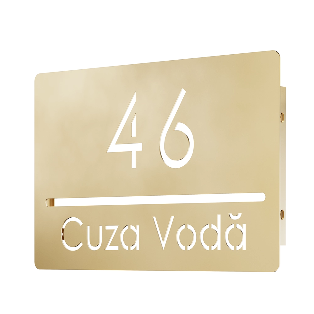 Numar casa N88 otel vopsit electrostatic, font clar si design minimalist, montat pe fatada exterioara