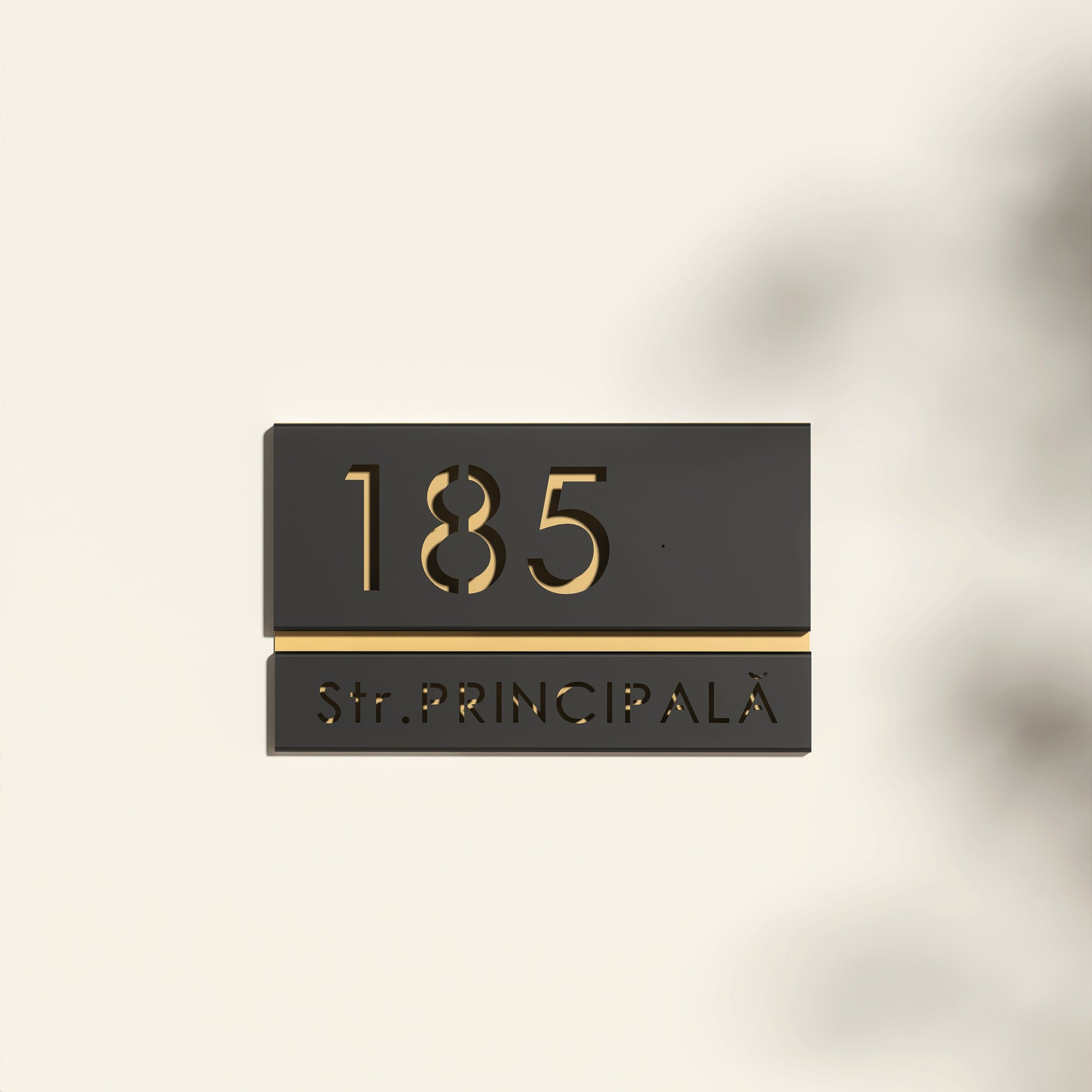 Numar casa N93 din otel vopsit electrostatic cu font clar si design minimalist pentru fatada moderna