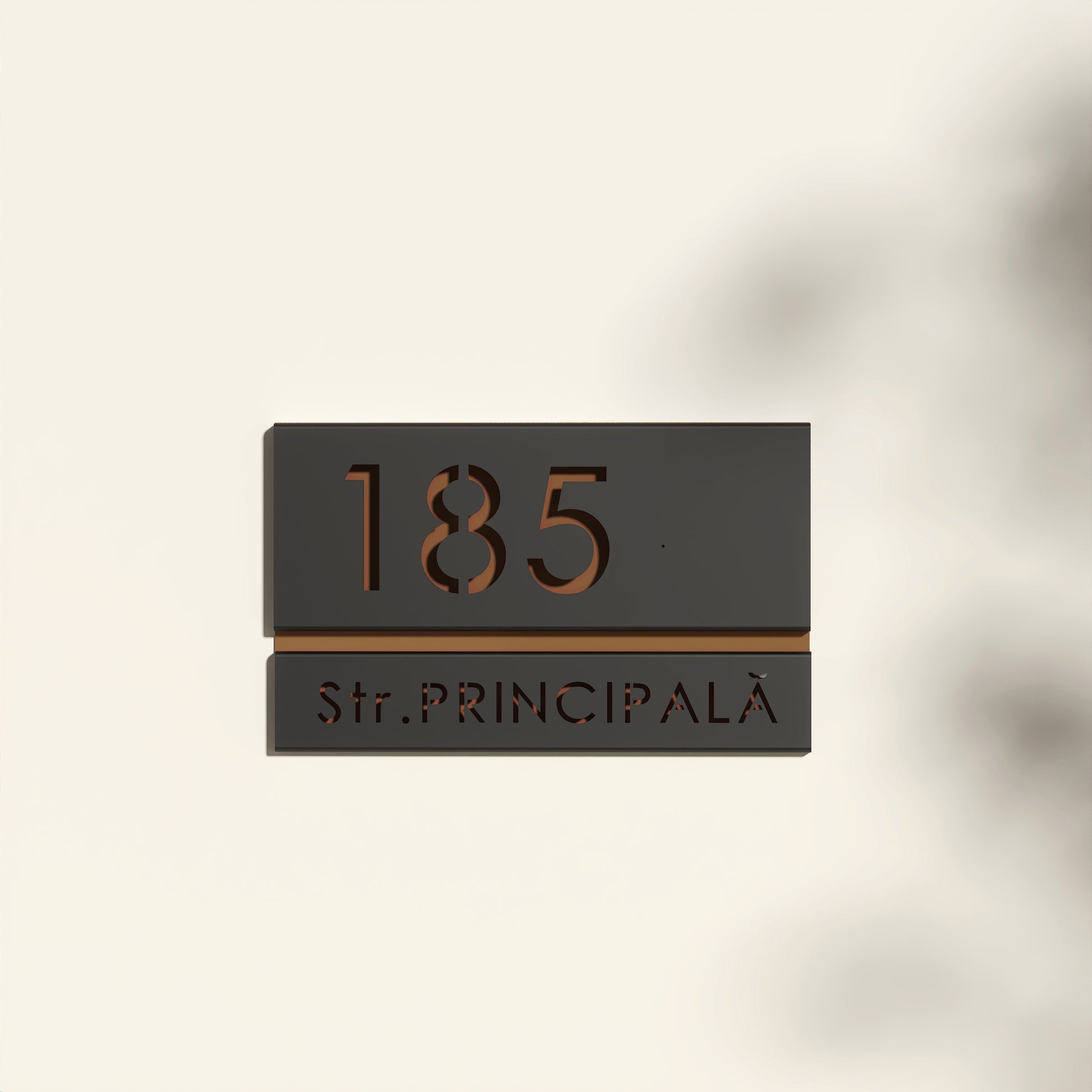 Numar casa N93 din otel vopsit electrostatic cu font clar si design minimalist pentru fatada moderna