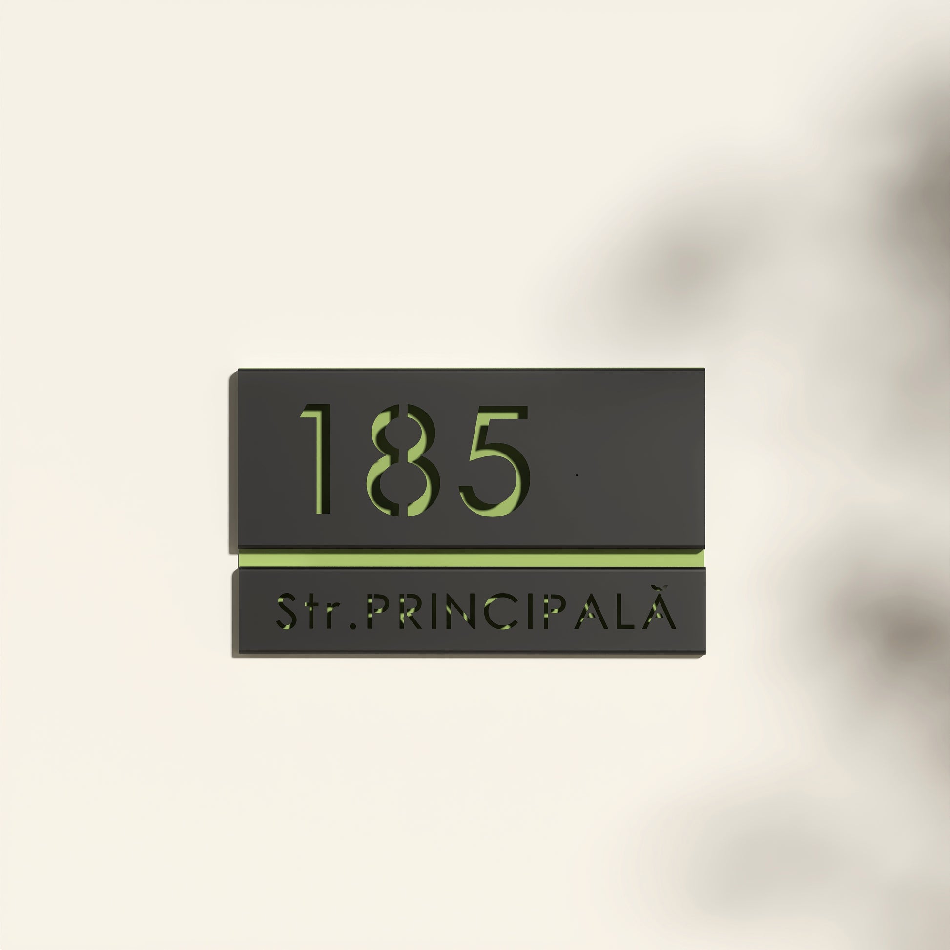 Numar casa N93 din otel vopsit electrostatic cu font clar si design minimalist pentru fatada moderna