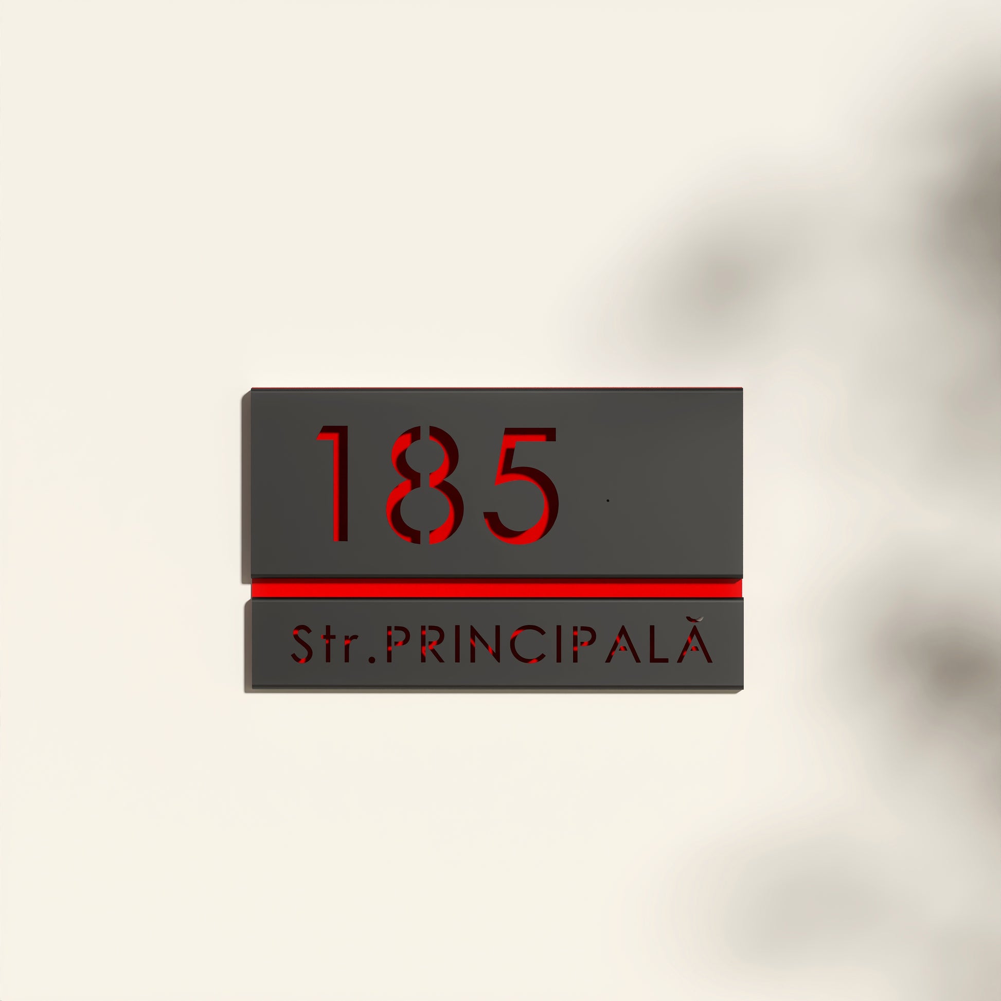 Numar casa N93 din otel vopsit electrostatic cu font clar si design minimalist pentru fatada moderna