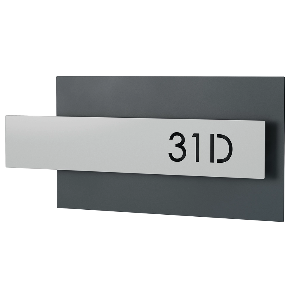 Numar casa N95 din otel vopsit electrostatic cu font clar si design modern pentru exterior