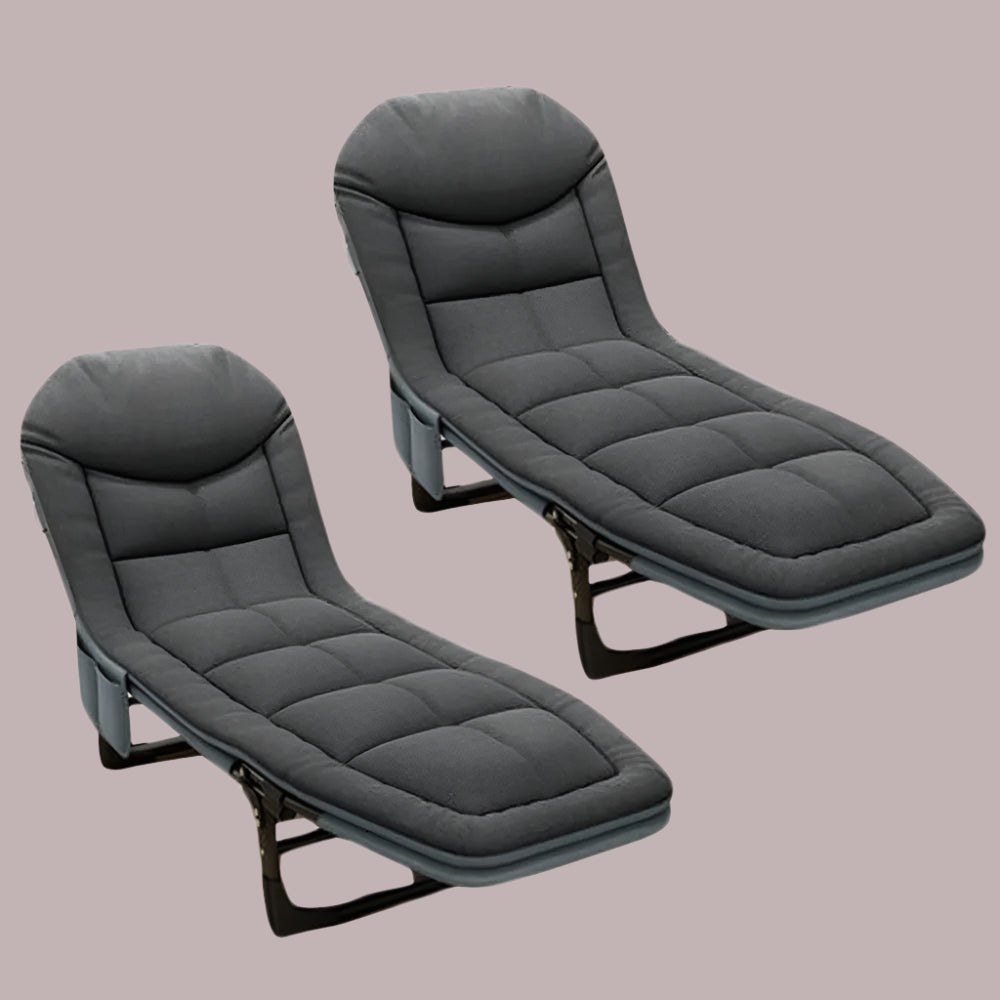 Set 2x sezlong pliant Divit GI20 captusit – 200x64x30 cm, negru