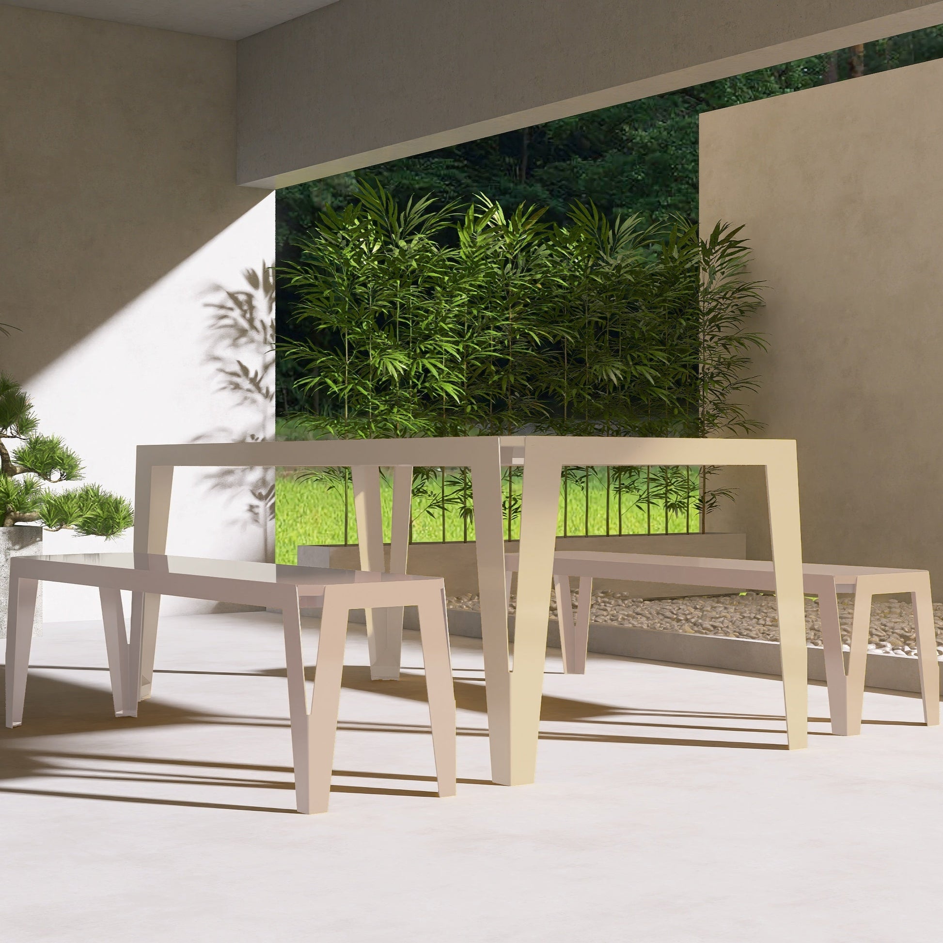 Set de dining SPIC cu masa si doua bancute, ideal pentru terasa sau gradina