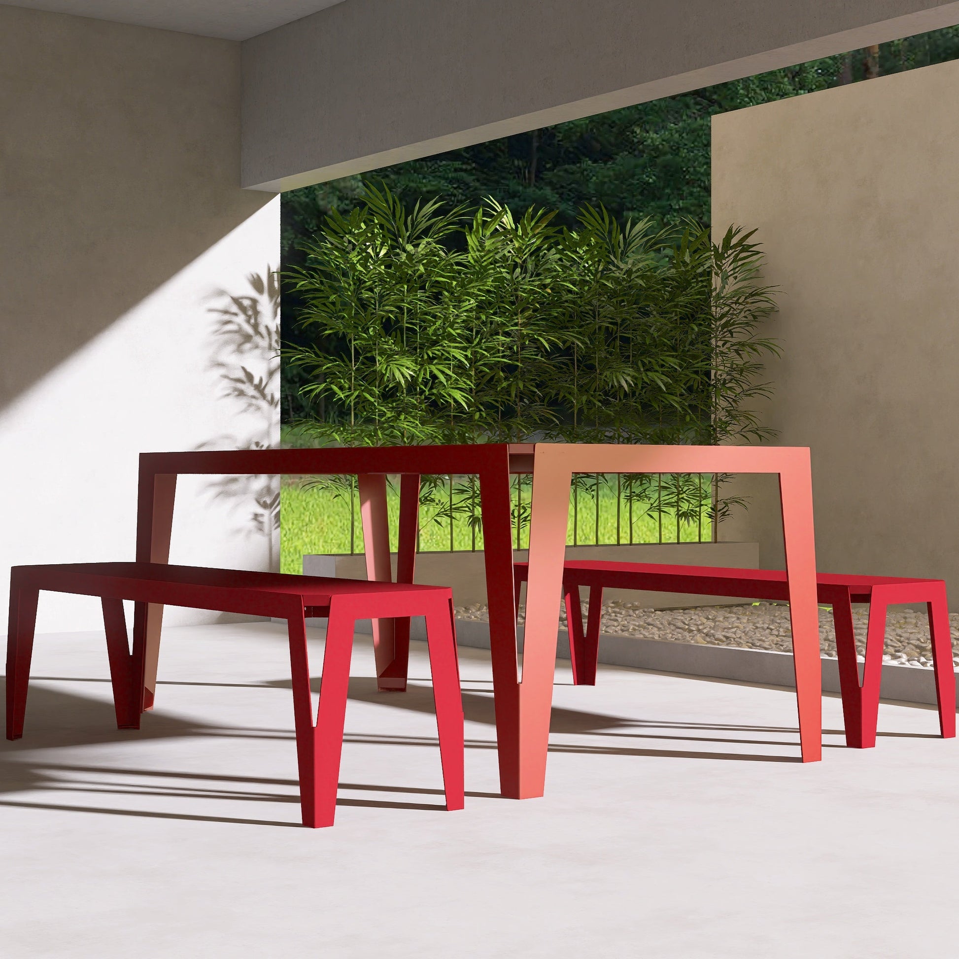 Set de dining SPIC cu masa si doua bancute, ideal pentru terasa sau gradina