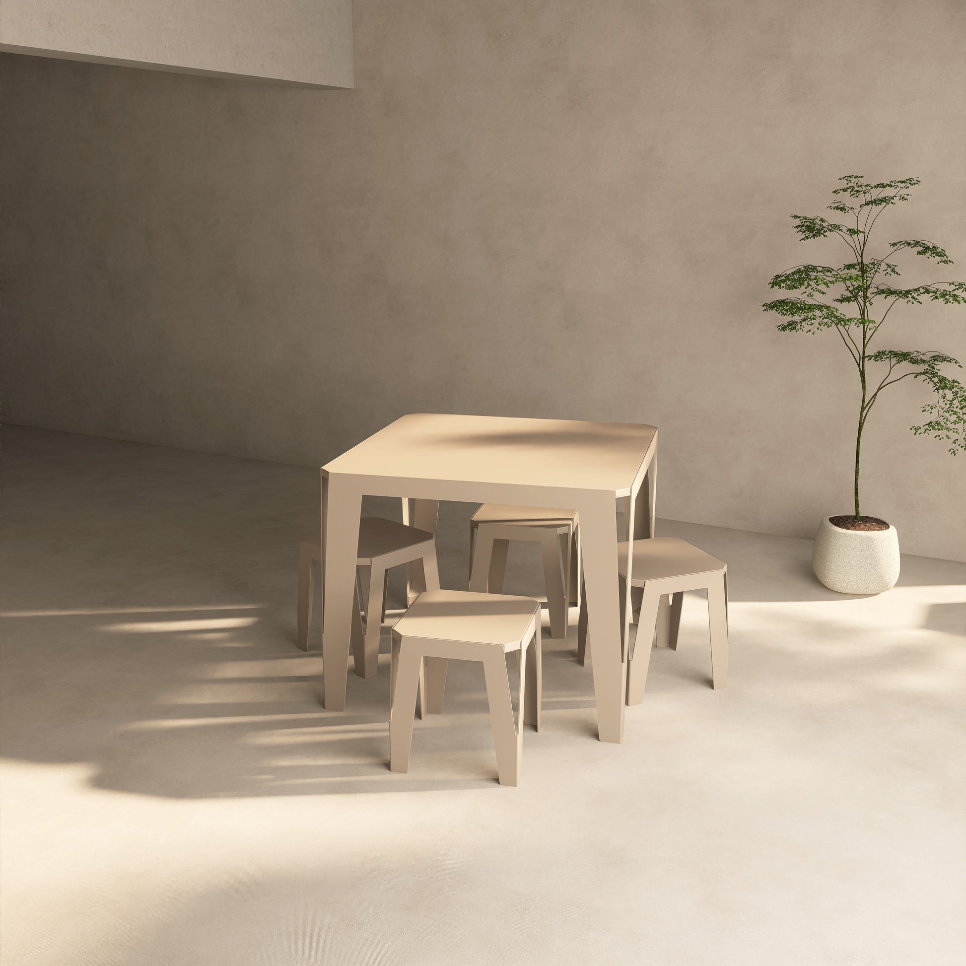 Set de dining SPIC 4 cu masa patrata si patru scaune, ideal pentru terasa sau gradina