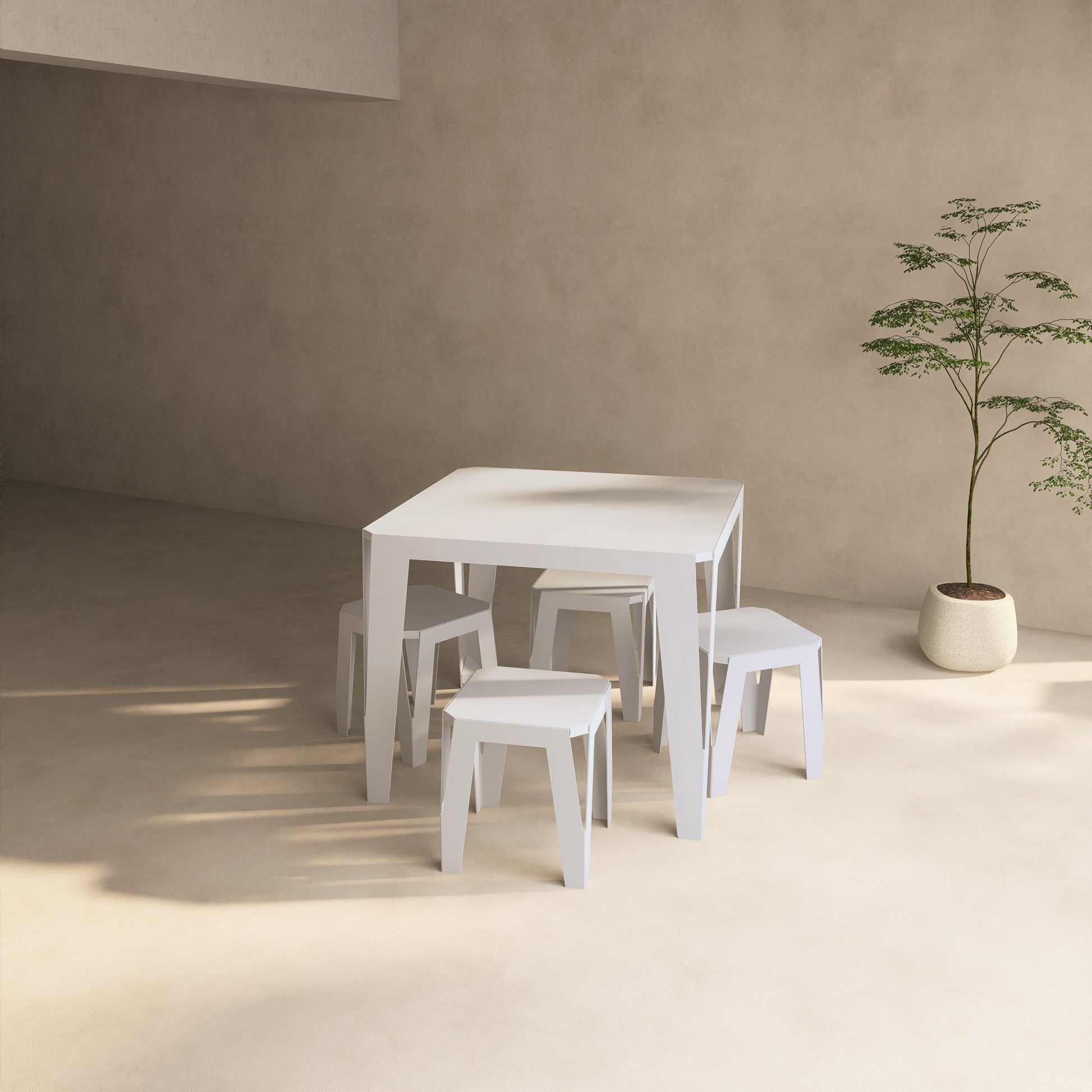 Set de dining SPIC 4 cu masa patrata si patru scaune, ideal pentru terasa sau gradina
