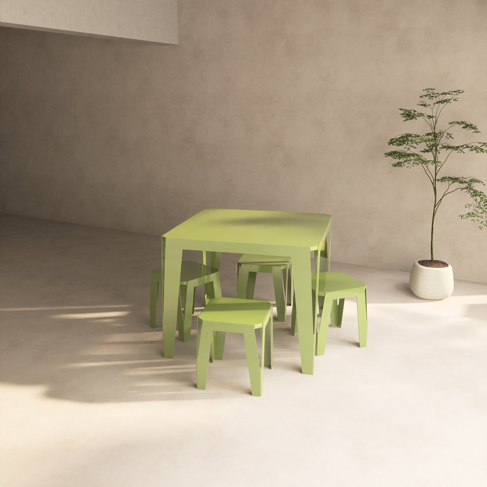 Set de dining SPIC 4 cu masa patrata si patru scaune, ideal pentru terasa sau gradina
