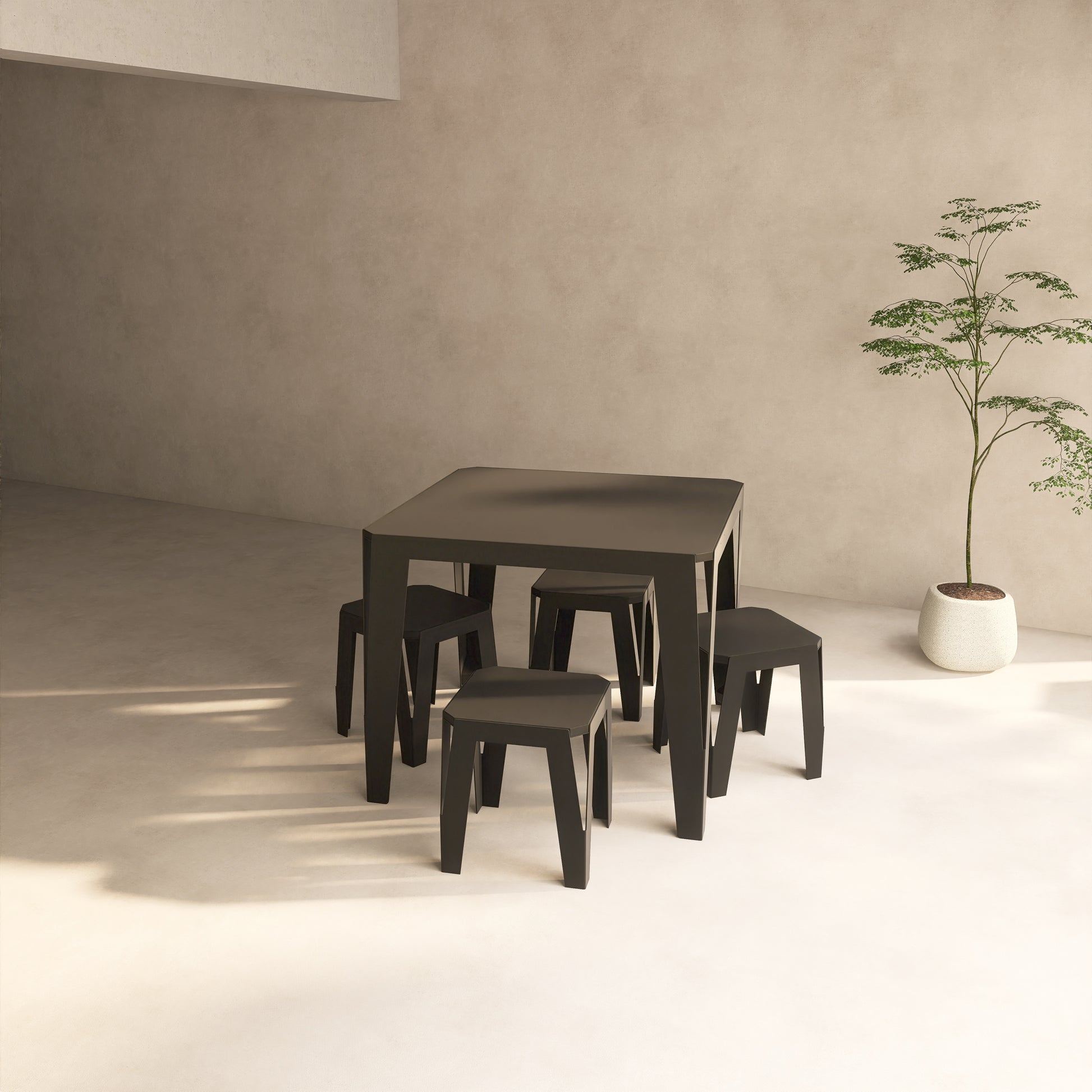 Set de dining SPIC 4 cu masa patrata si patru scaune, ideal pentru terasa sau gradina