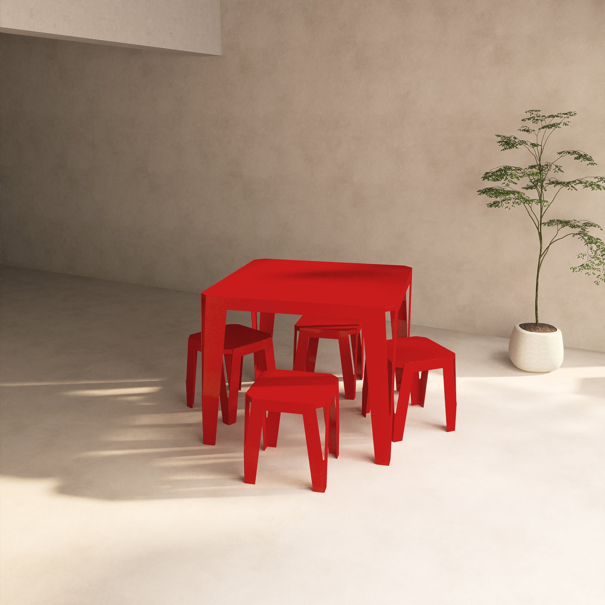 Set de dining SPIC 4 cu masa patrata si patru scaune, ideal pentru terasa sau gradina